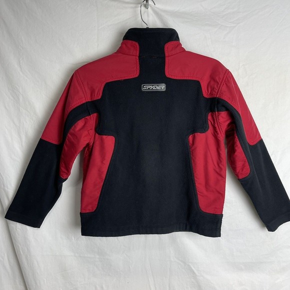 Spyder Kids Solid Red & Black Nylon & Fleece Full Zip Sweater Jacket Size M - Picture 3 of 9